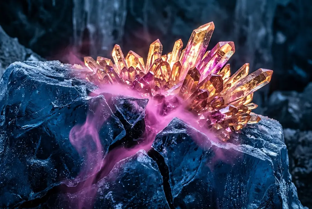 Glowing Aura Shards in the ice